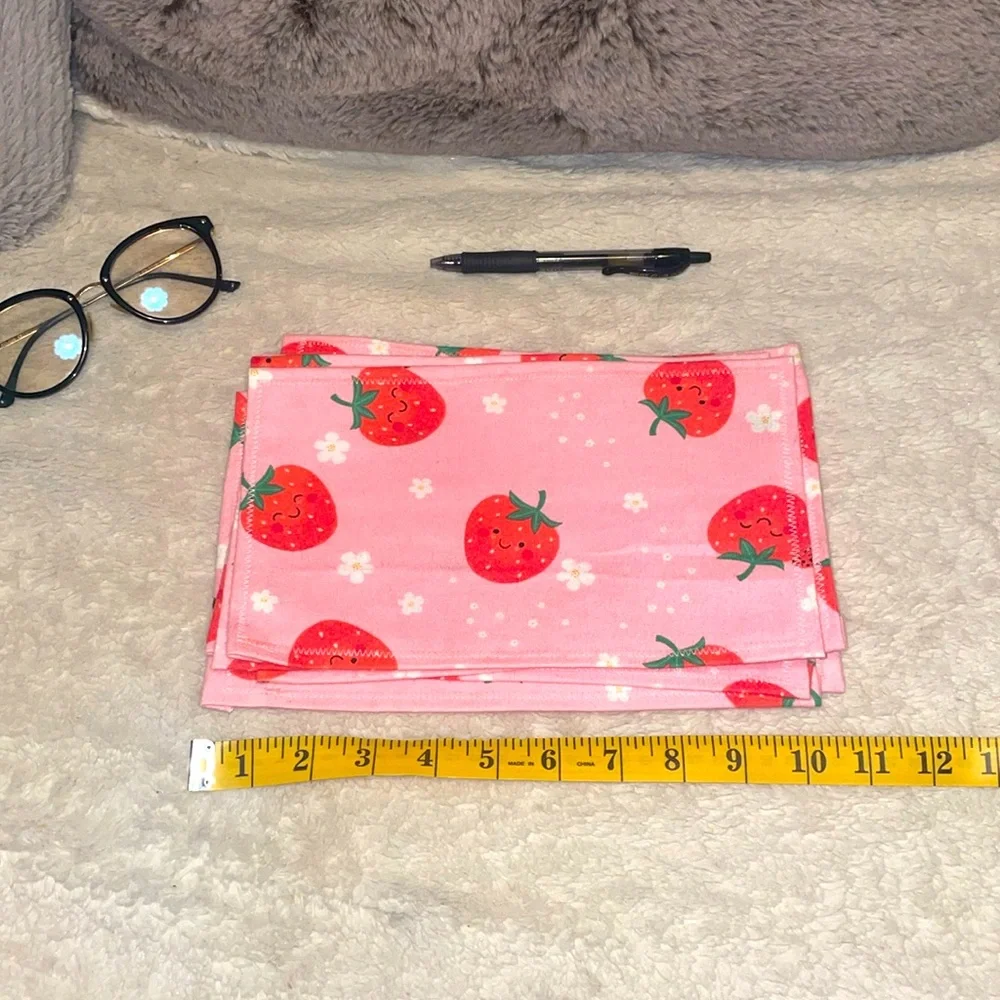 Hand Crafted REUSABLE Towels - Super Cute Strawberry - Approx 10”x6.5”
